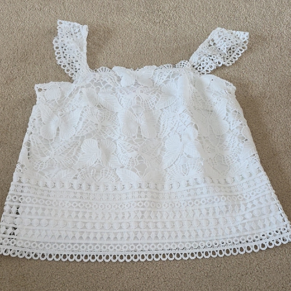 Lilly Pulitzer White Lace Sleeveless Top Women's Size Small